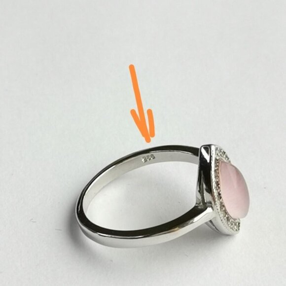 Pink Chalcedony CZ Halo ring sterling silver size 8 - Picture 6 of 8